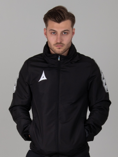 A man wearing a Black Rain Jacket